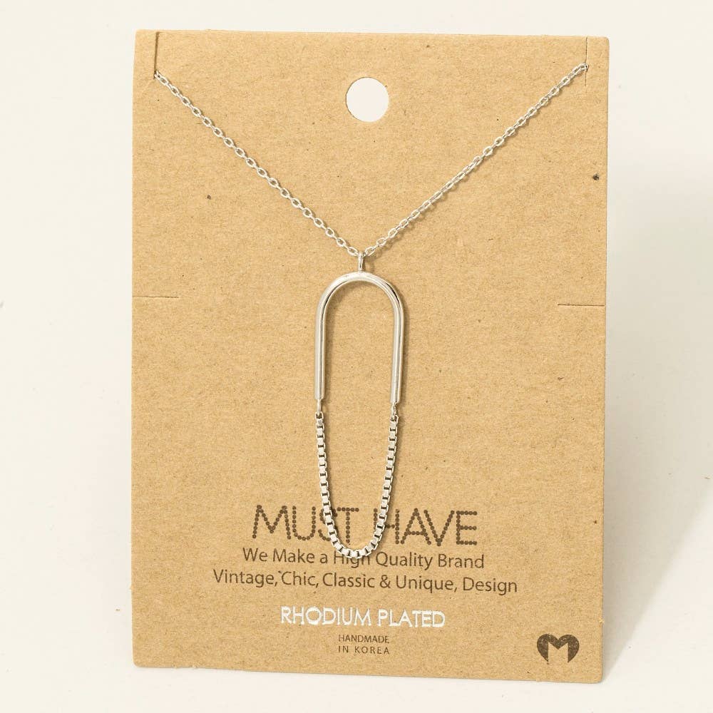 Dainty Oval Ring Chain Charm Necklace