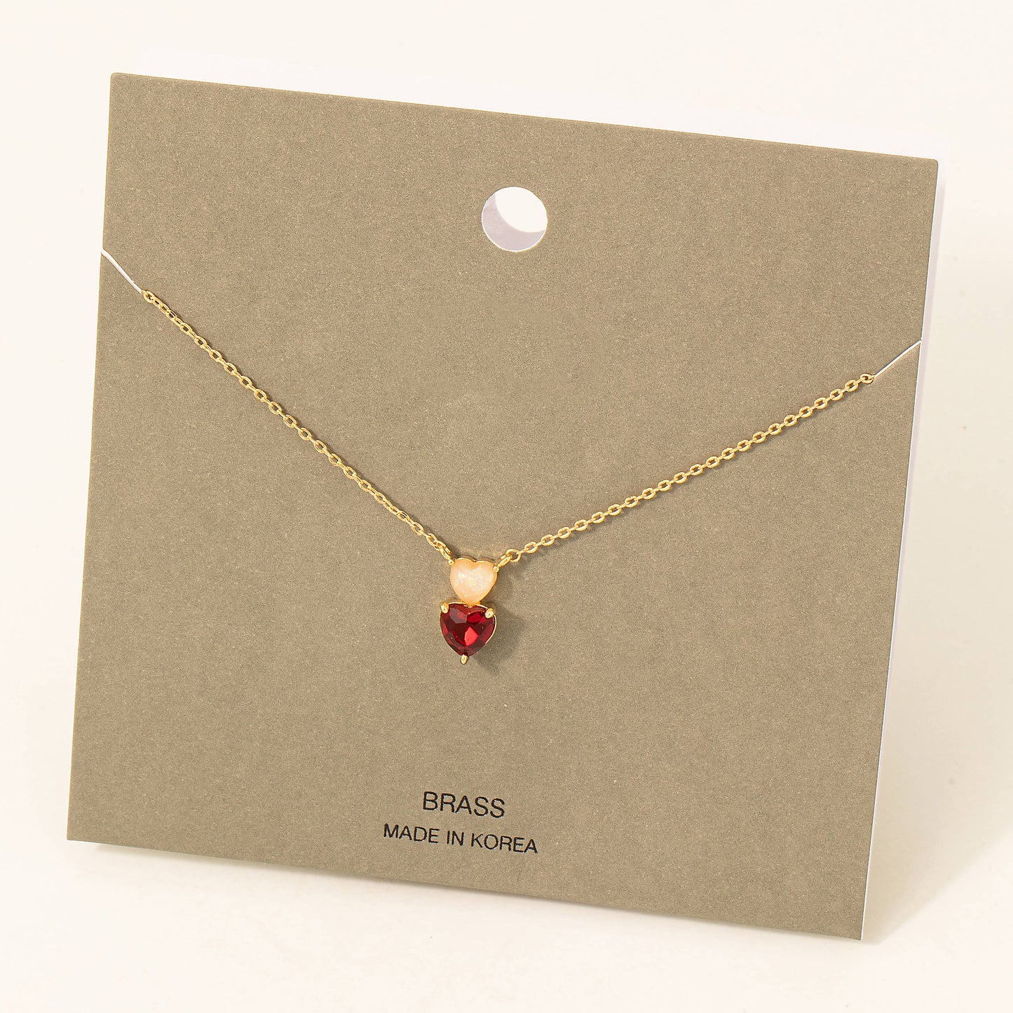 Rhinestone And Opal Heart Pendant Necklace