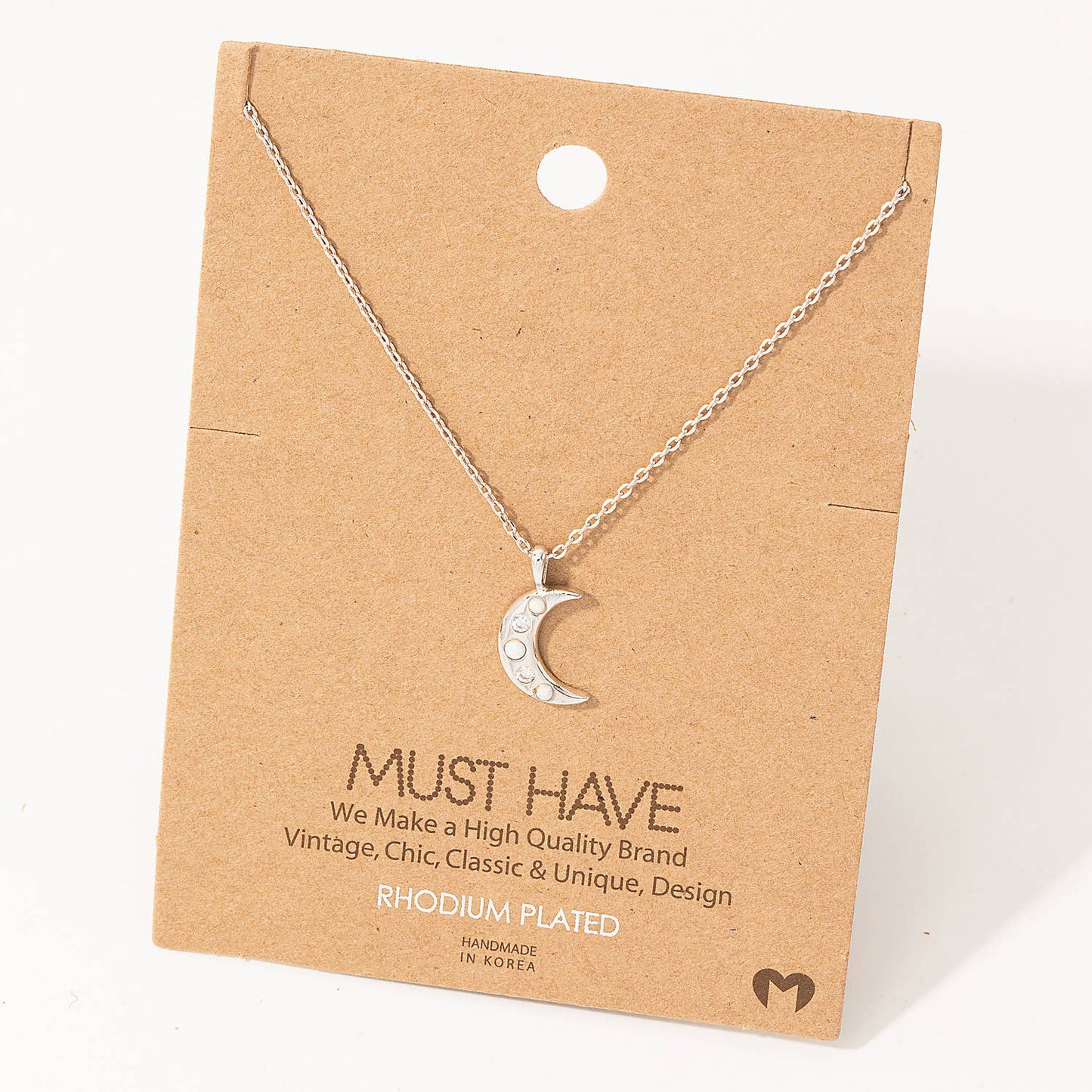 Rhinestone Moon Pendant Necklace