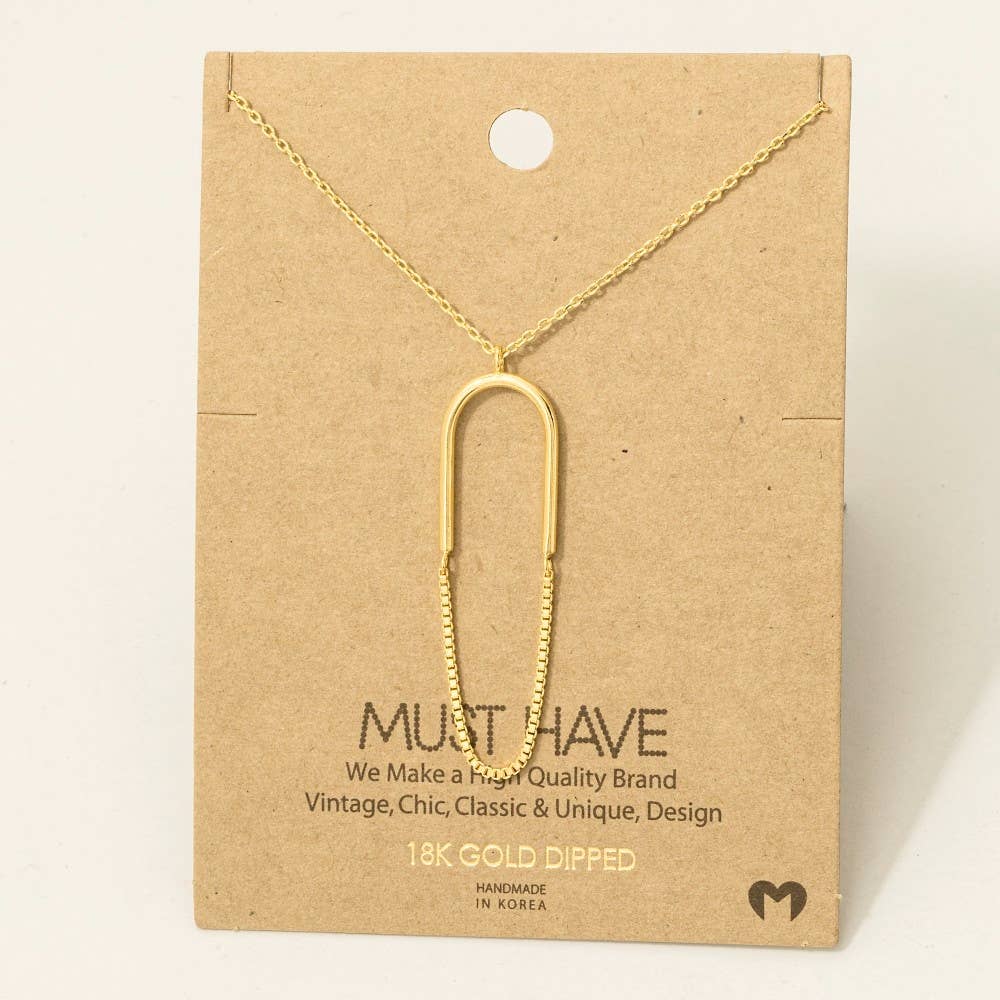 Dainty Oval Ring Chain Charm Necklace