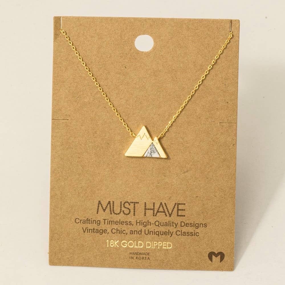 Gold Dipped Stone Mountain Pendant Necklace