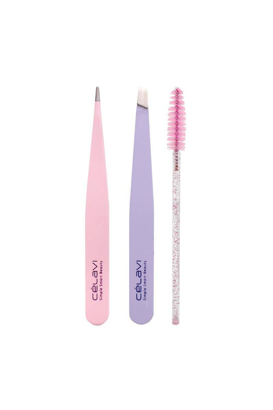 Celavi Precision Brow Tweezers & Spoolie 3pc Kit