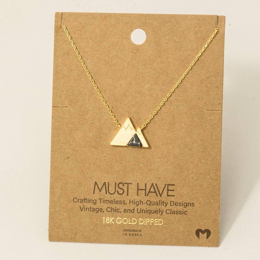 Gold Dipped Stone Mountain Pendant Necklace