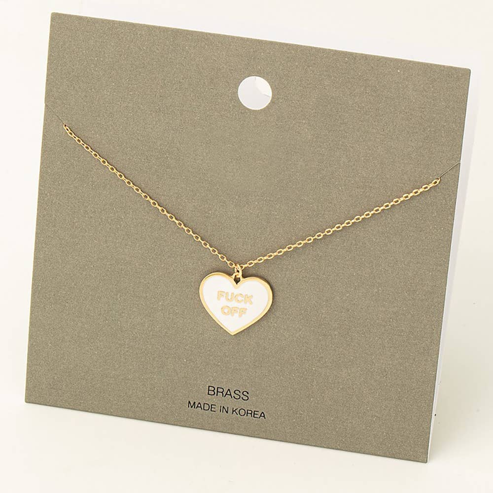 Fuck Off Heart Pendant Necklace