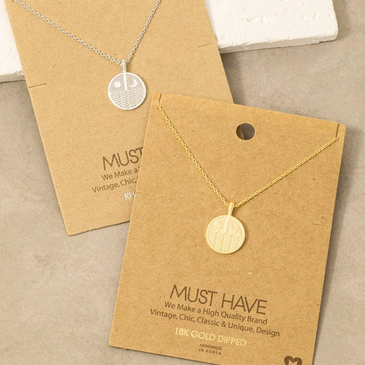 Gold Dipped Sun Moon Round Coin Pendant Necklace