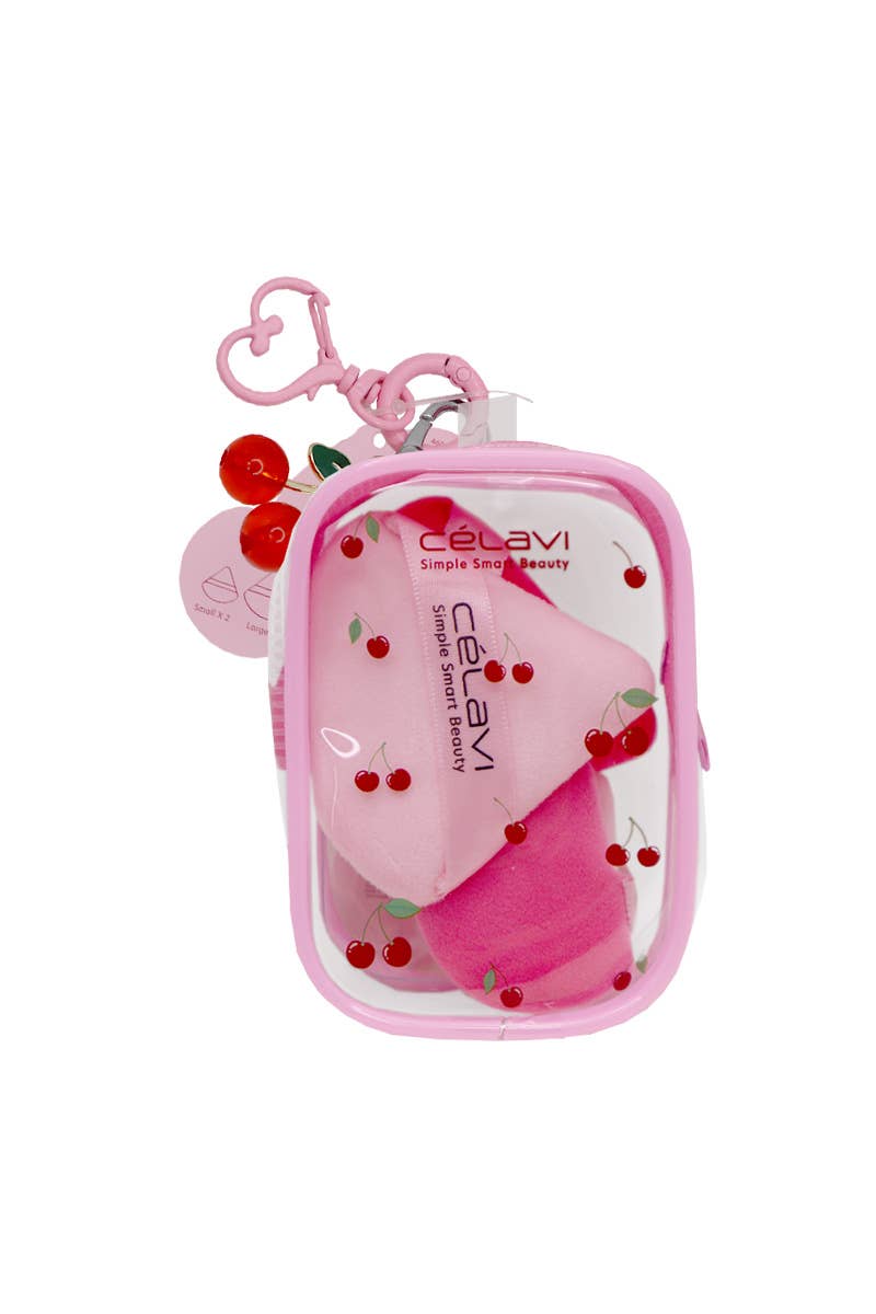 CELAVI - Sweet Cherry Velvet Powder Puff 4pc Set
