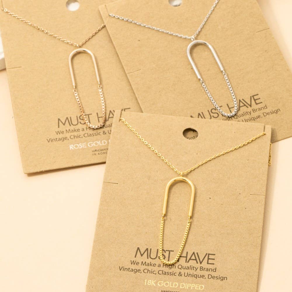 Dainty Oval Ring Chain Charm Necklace