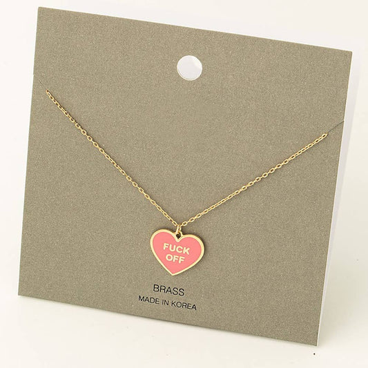 Fuck Off Heart Pendant Necklace