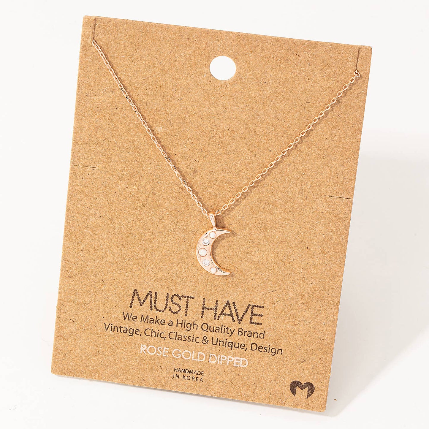 Rhinestone Moon Pendant Necklace