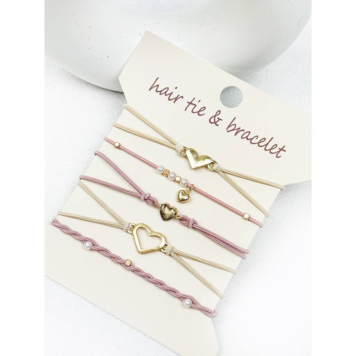 Boho Inspired Minimal Heart Hair Tie Bracelets