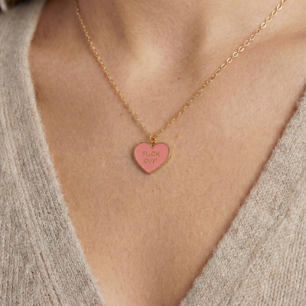 Fuck Off Heart Pendant Necklace