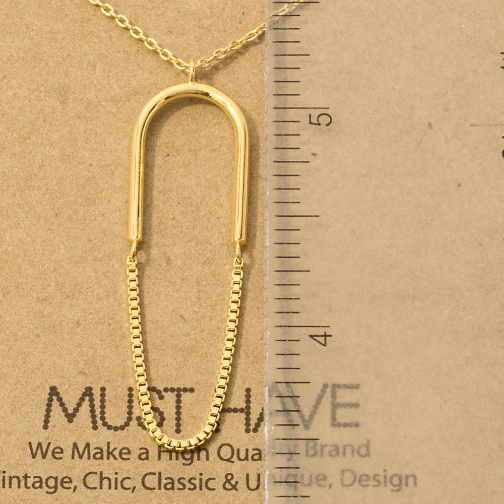 Dainty Oval Ring Chain Charm Necklace