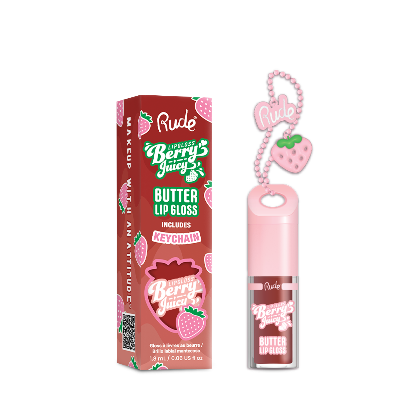 RUDE - Berry Juicy Butter Lip Gloss Keychain