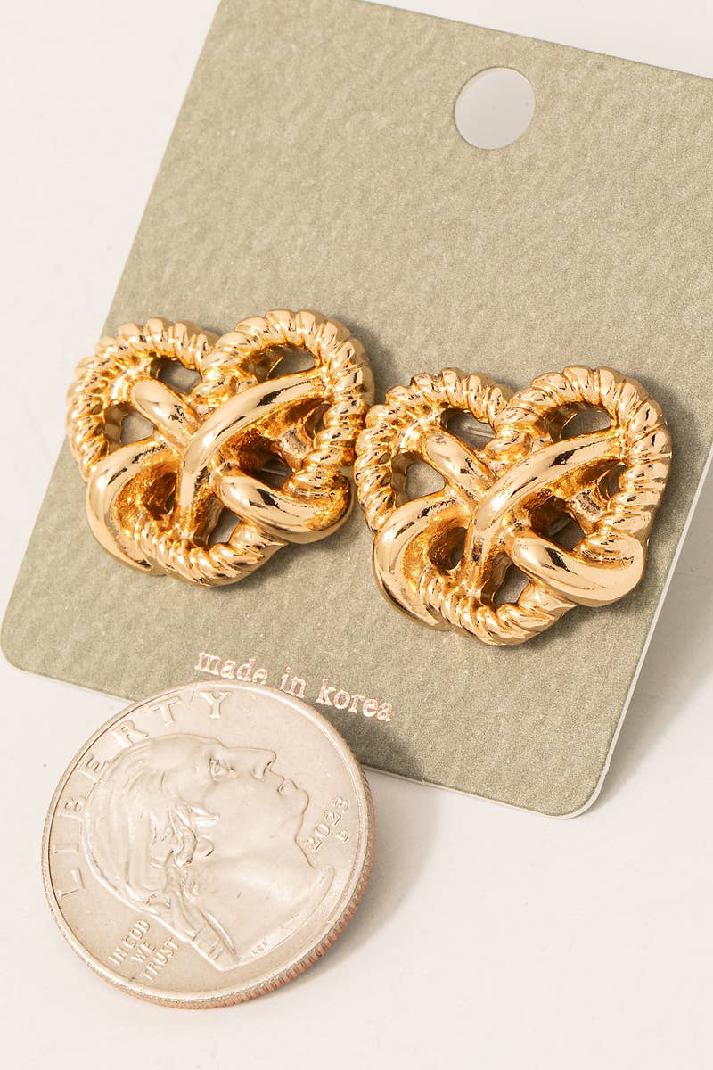 Textured Heart Knot Stud Earrings