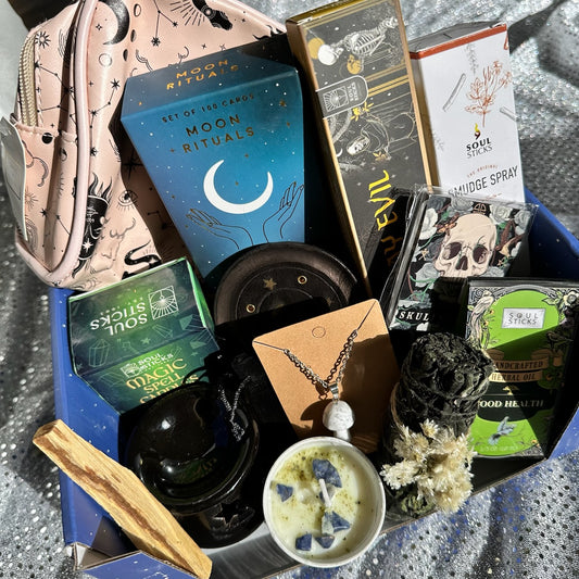 Celestial Witchy Mystery Box Spell Candles, Boxes, spell books, grimoire/Journals, ritual cards, tarot and more!