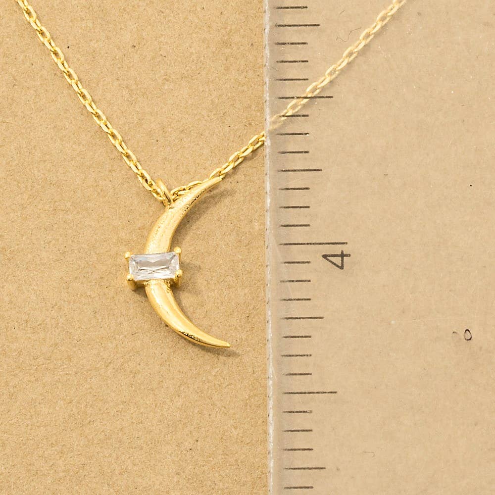 Gold Dipped Crescent Moon Stud Pendant Necklace