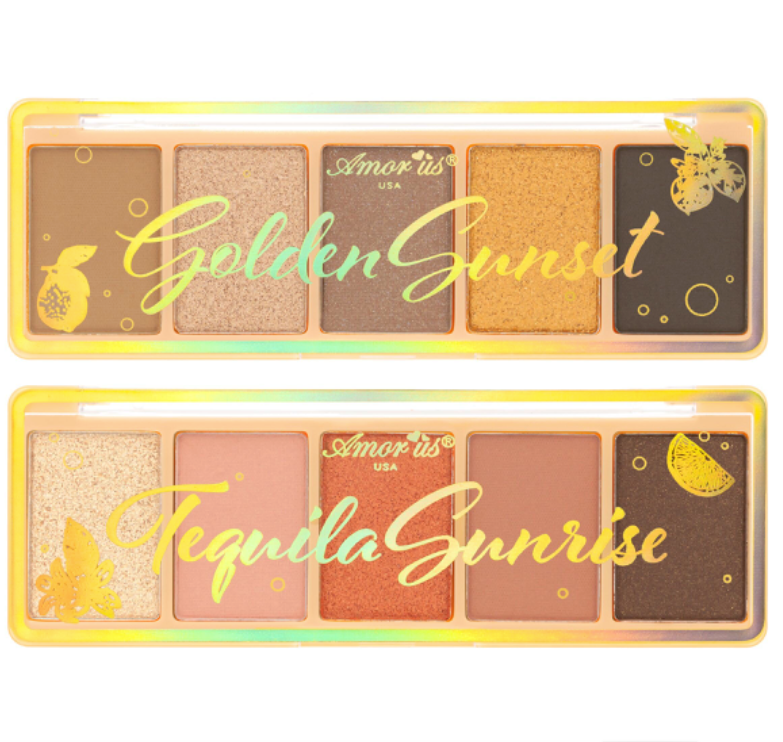 AMORUS - 5 SHADE TRAVEL PALETTES - GOLDEN SUNSET AND TEQUILA SUNRISE
