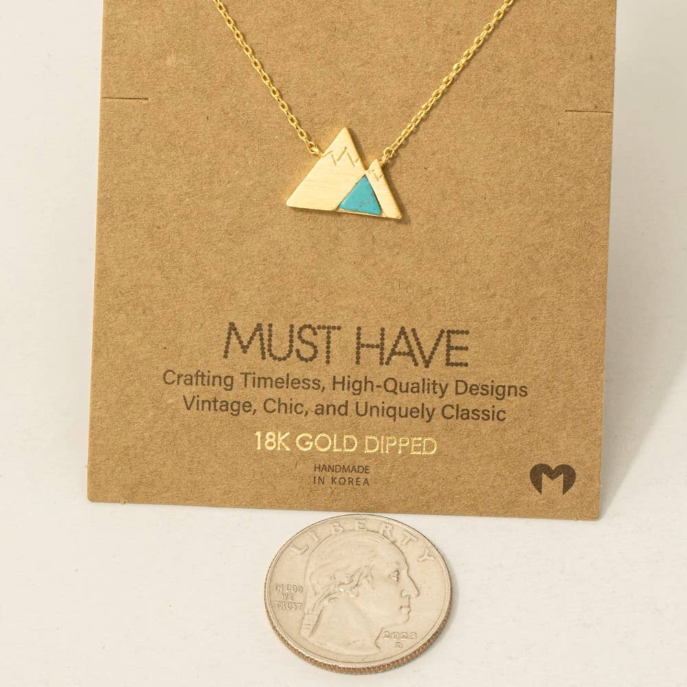 Gold Dipped Stone Mountain Pendant Necklace
