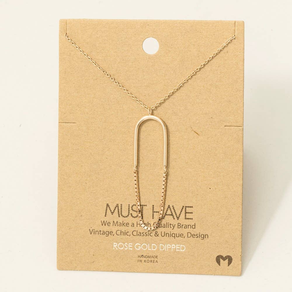 Dainty Oval Ring Chain Charm Necklace
