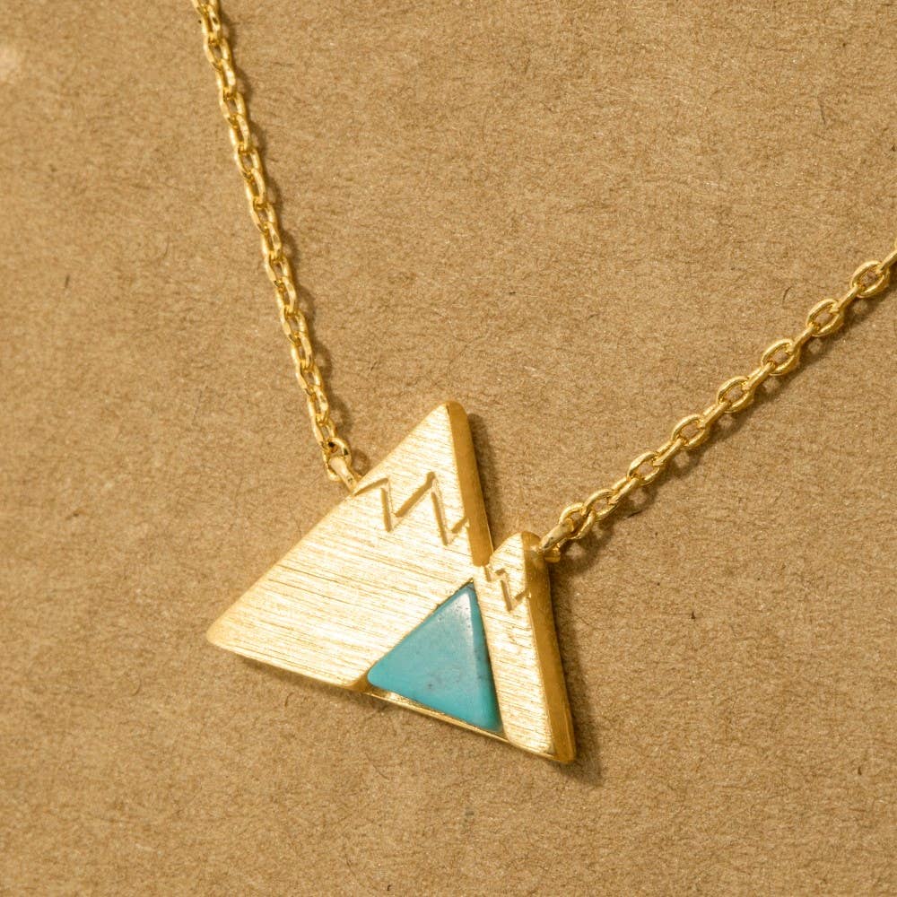 Gold Dipped Stone Mountain Pendant Necklace