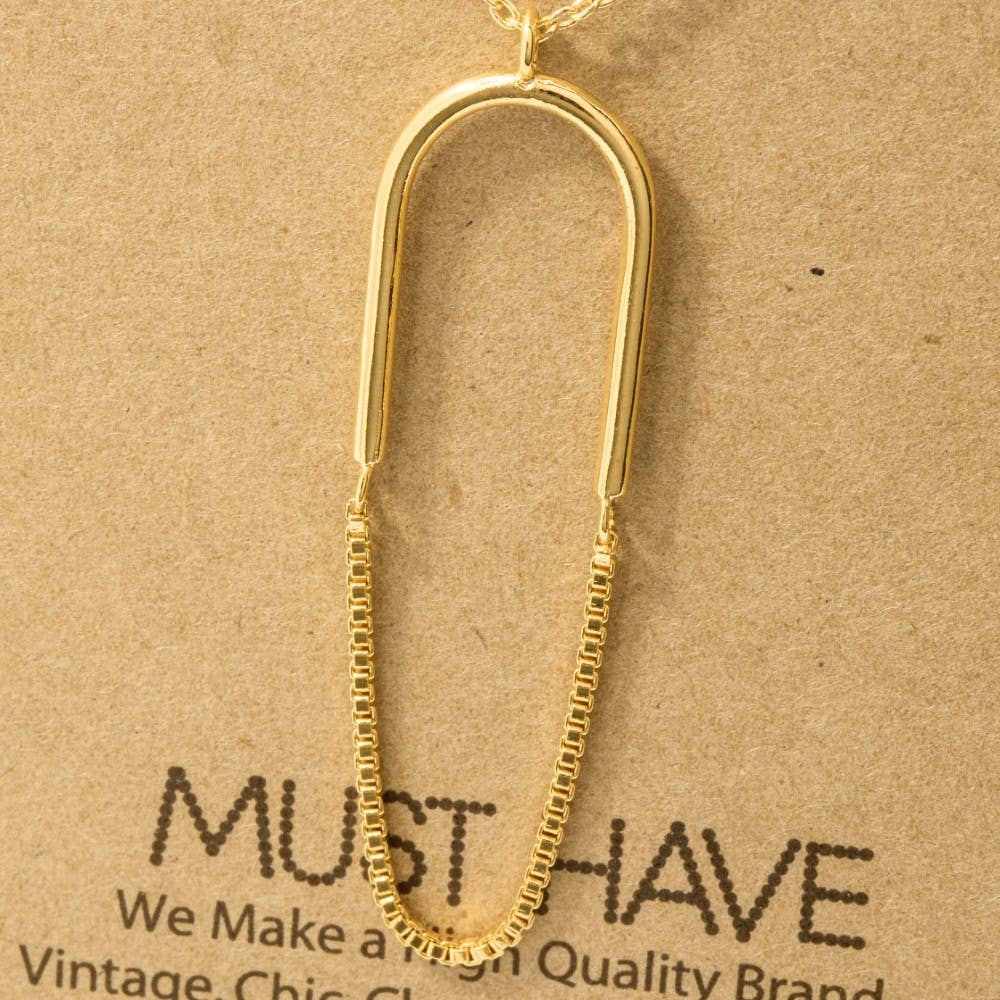 Dainty Oval Ring Chain Charm Necklace