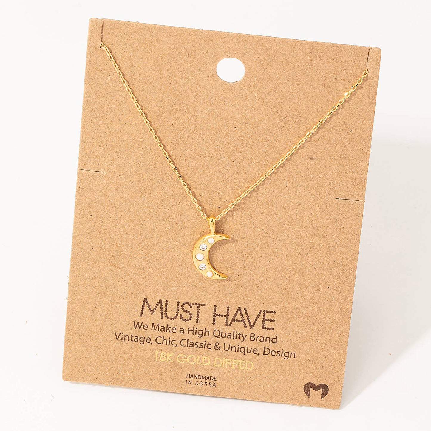Rhinestone Moon Pendant Necklace