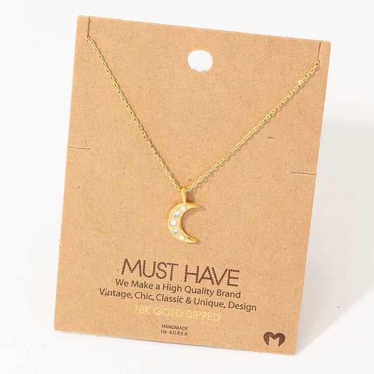 Rhinestone Moon Pendant Necklace