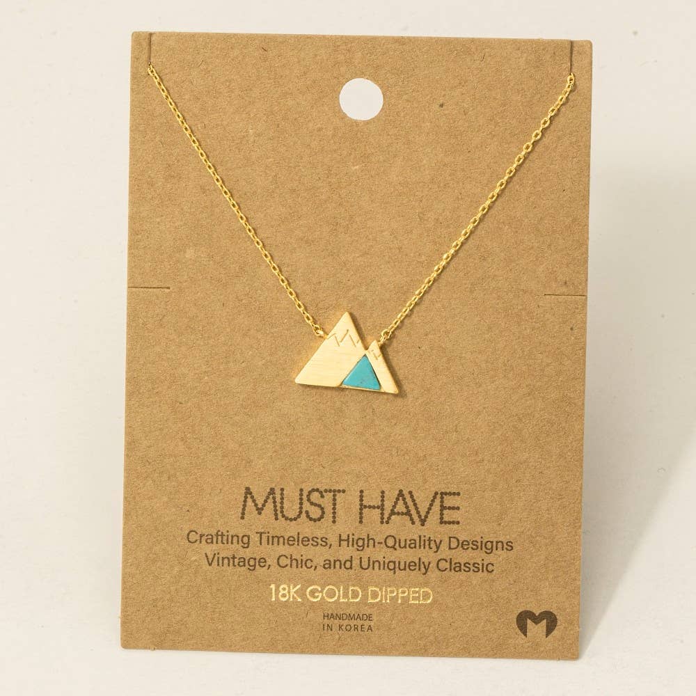 Gold Dipped Stone Mountain Pendant Necklace