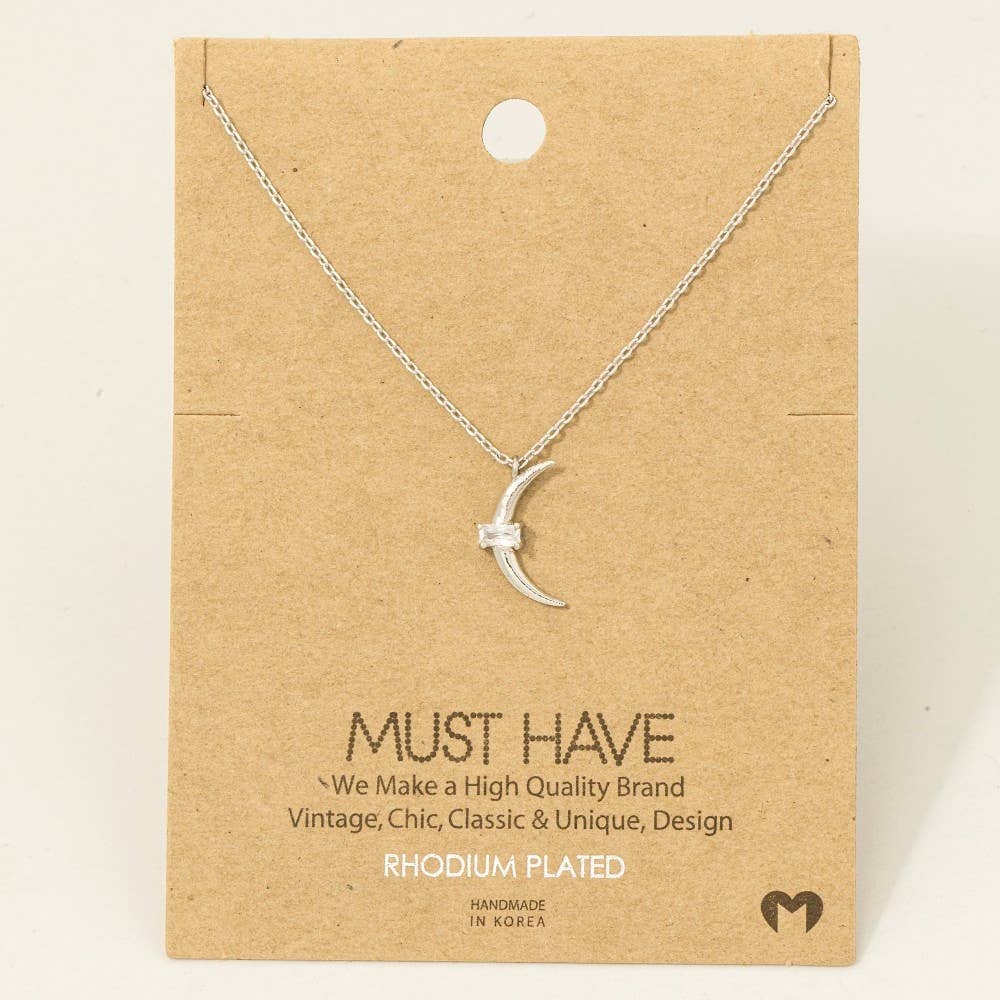 Gold Dipped Crescent Moon Stud Pendant Necklace