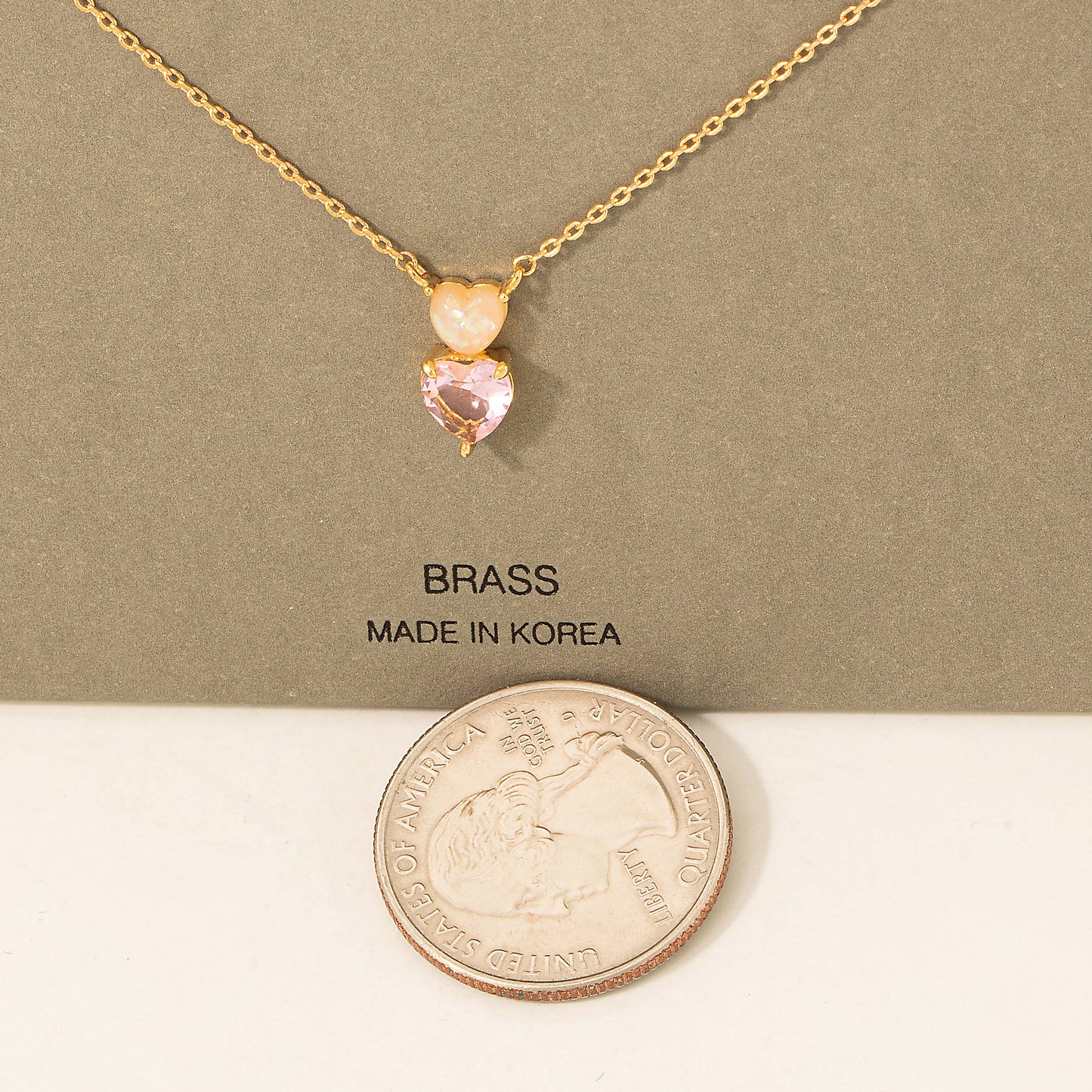 Rhinestone And Opal Heart Pendant Necklace