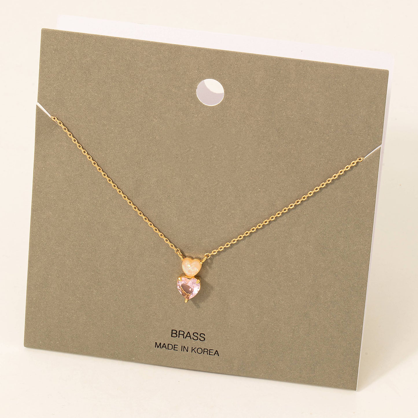 Rhinestone And Opal Heart Pendant Necklace