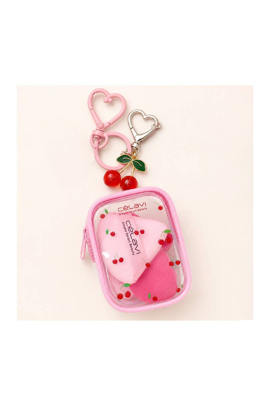 CELAVI - Sweet Cherry Velvet Powder Puff 4pc Set